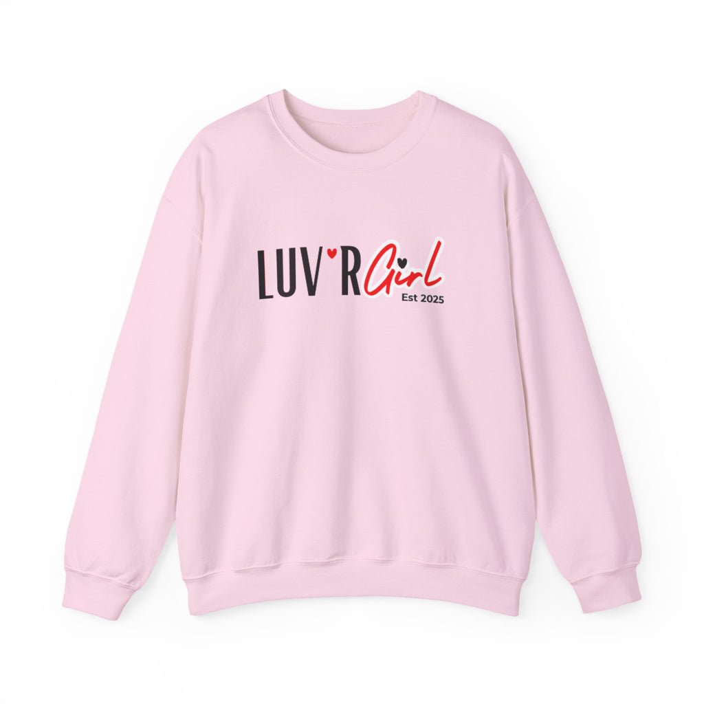 LUV'R Girl Crewneck Sweatshirt — Cute Heart Logo Pullover (Est. 2025)