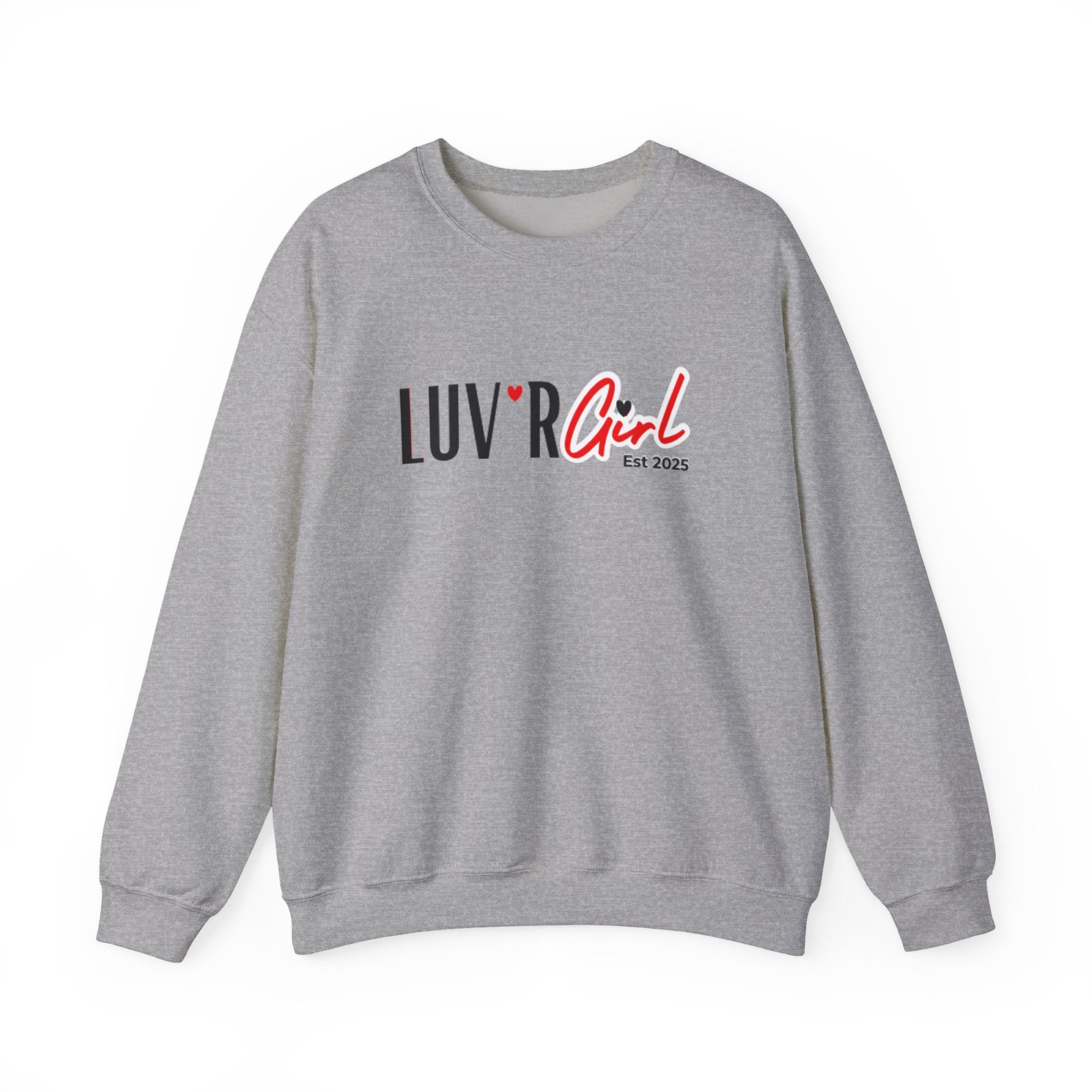 LUV'R Girl Crewneck Sweatshirt — Cute Heart Logo Pullover (Est. 2025)