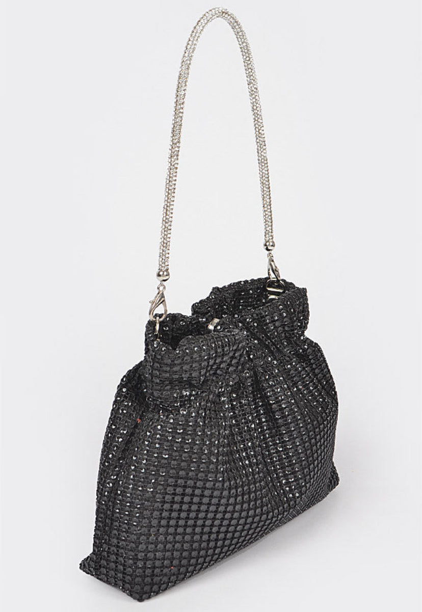 Black Bedazzled scrunch bag