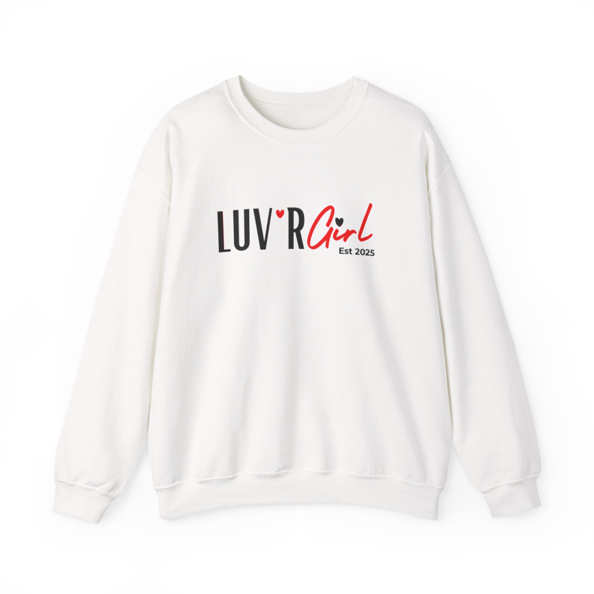 LUV'R Girl Crewneck Sweatshirt — Cute Heart Logo Pullover (Est. 2025)