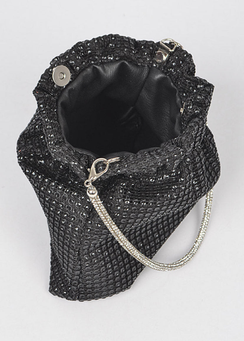 Black Bedazzled scrunch bag