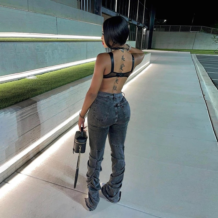 Black acid wash jeans