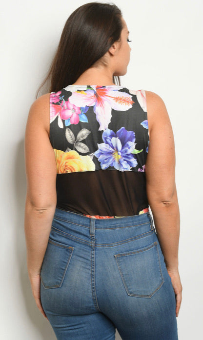 Floral mesh bodysuit