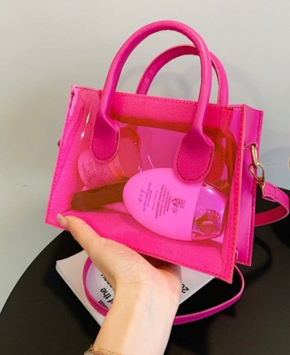 Pink clear handbag