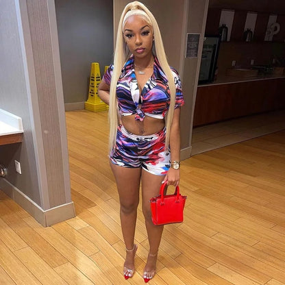 Red, Blue, and Black Tie dye 2 piece set