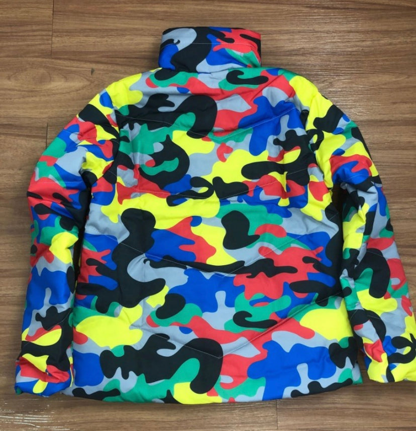 Camo colorblock coat