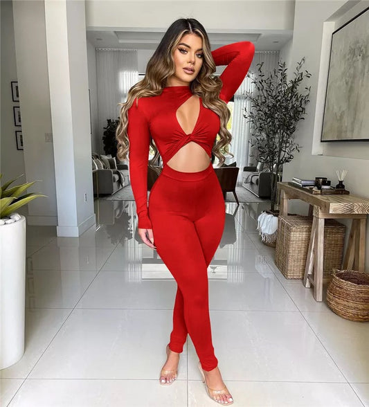Red long sleeve jumpsuit