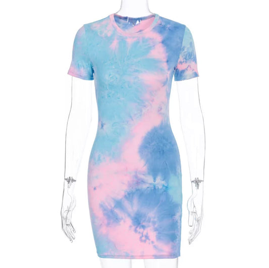 Pink & Blue Tie Dye Sundress