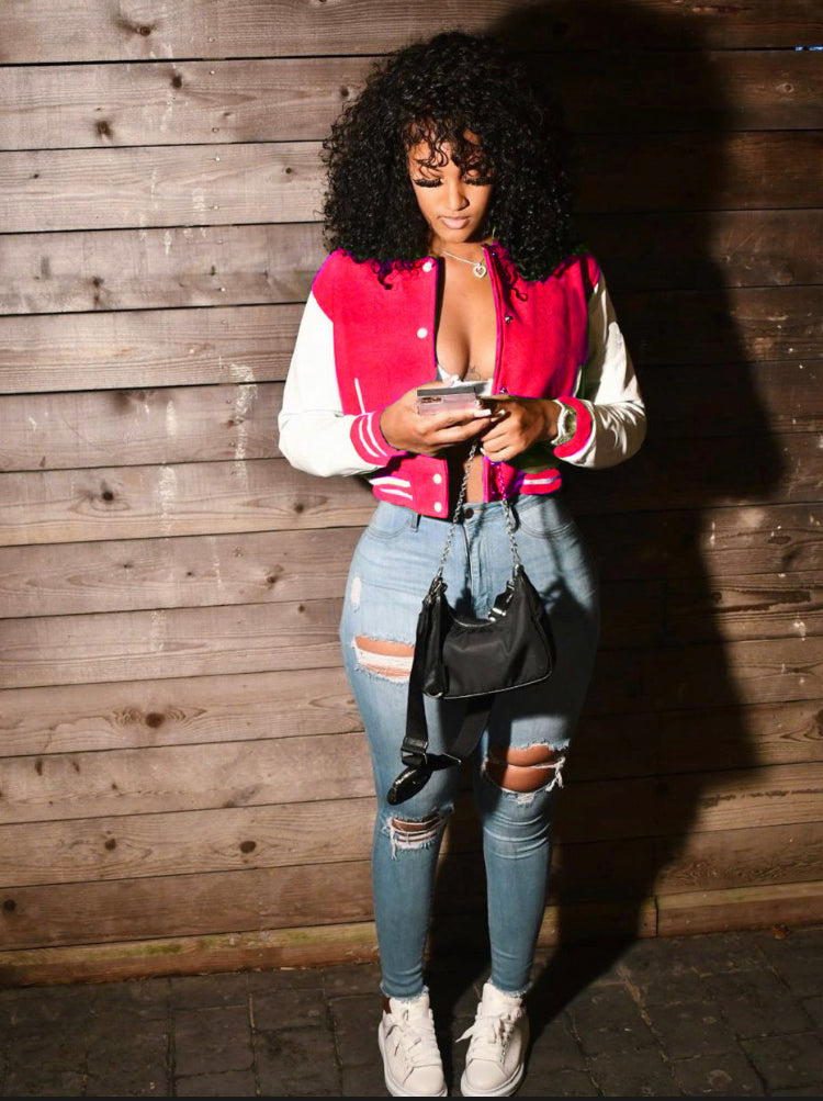 Crop Top  Varsity jacket