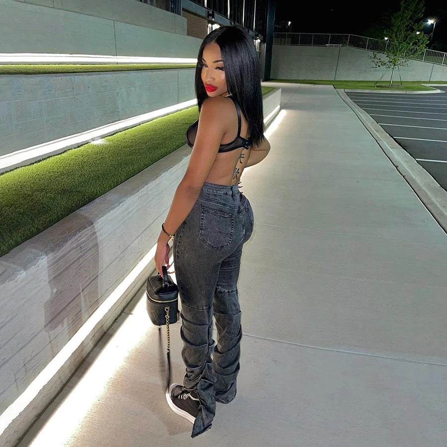 Black acid wash jeans