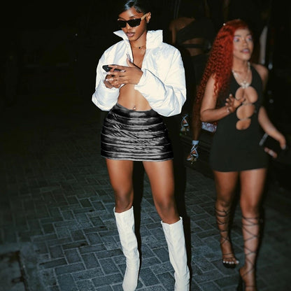 Black bubble mini skirt