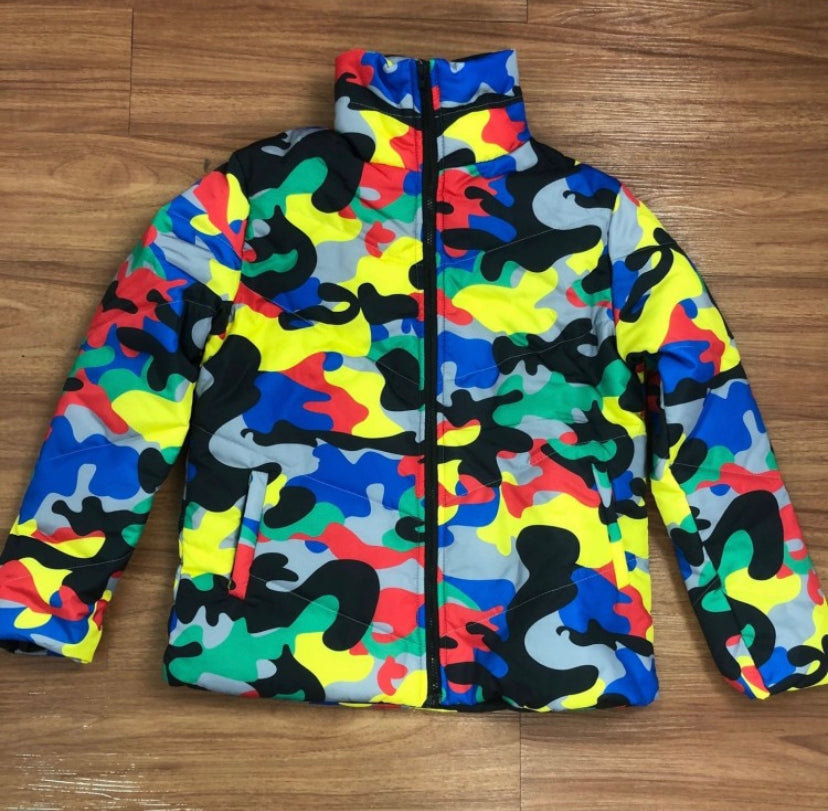 Camo colorblock coat