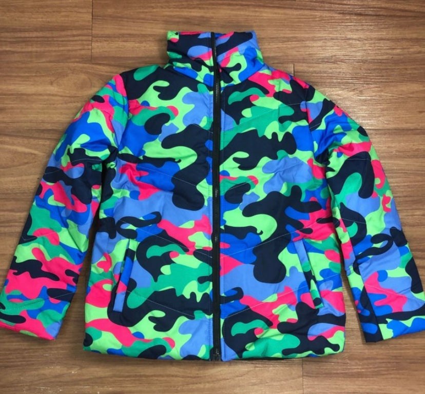 Camo colorblock coat