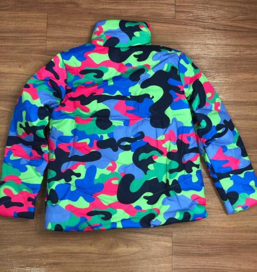 Camo colorblock coat