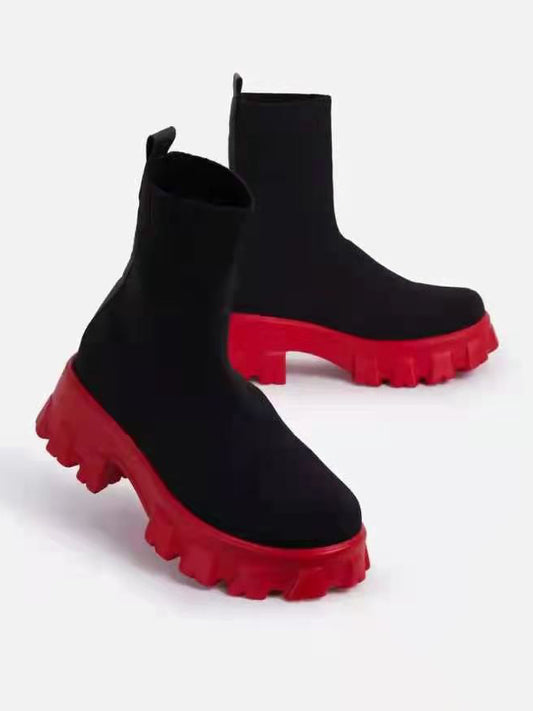 Black & Red Martin Boots