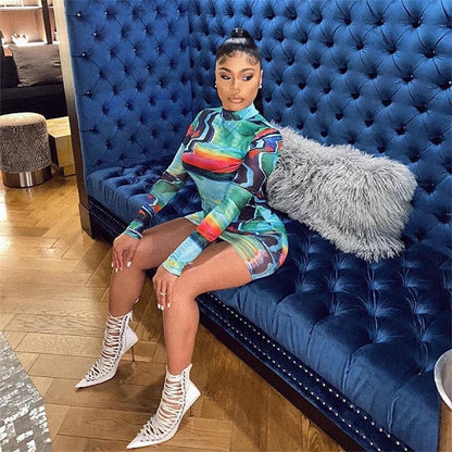 Colorful mesh mini dress