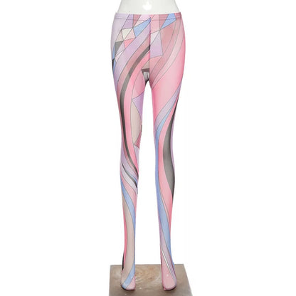 Pink Print mesh tights